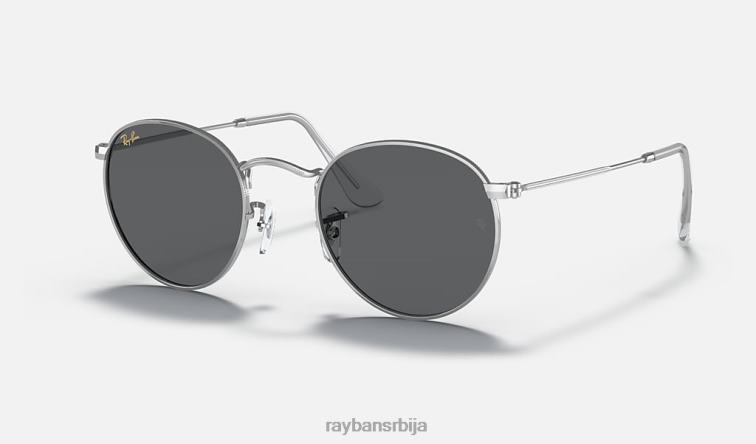 Ray-Ban округли метал P0HP783 наочаре за сунце полирана сребрна/тамно сива мушкарци