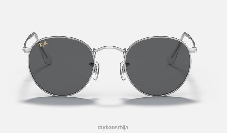 Ray-Ban округли метал P0HP783 наочаре за сунце полирана сребрна/тамно сива мушкарци