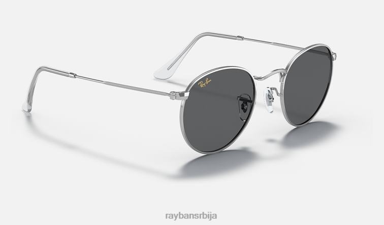 Ray-Ban округли метал P0HP783 наочаре за сунце полирана сребрна/тамно сива мушкарци