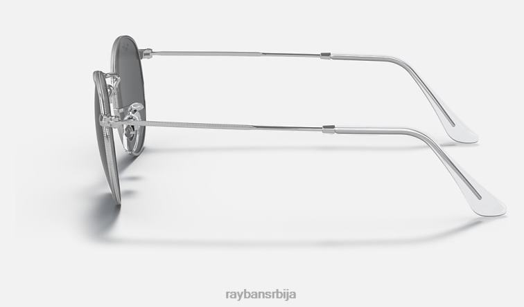 Ray-Ban округли метал P0HP783 наочаре за сунце полирана сребрна/тамно сива мушкарци