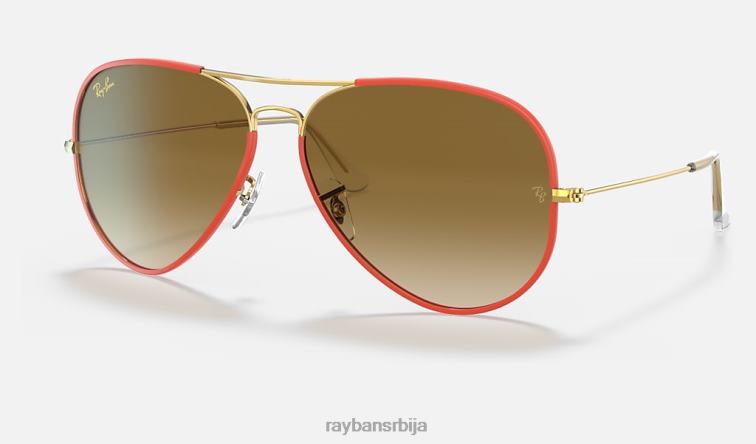 Ray-Ban авиатор легенда у боји P0HP822 наочаре за сунце полирано црвено/светло браон мушкарци