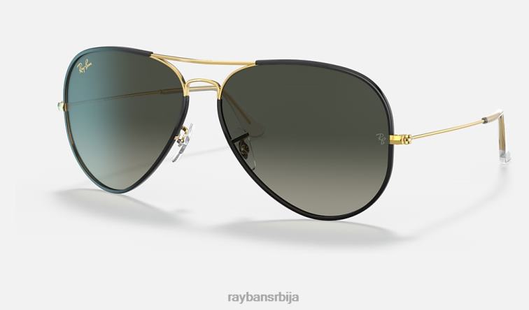 Ray-Ban авиатор легенда у боји P0HP823 наочаре за сунце полирано црно на златно/сиво мушкарци