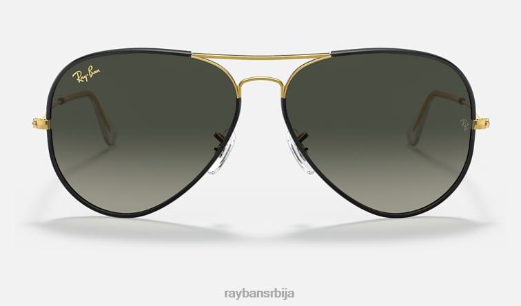 Ray-Ban авиатор легенда у боји P0HP823 наочаре за сунце полирано црно на златно/сиво мушкарци
