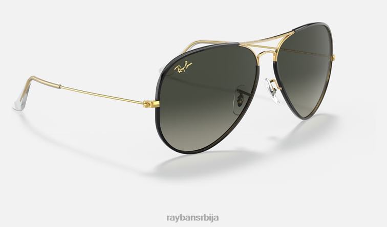 Ray-Ban авиатор легенда у боји P0HP823 наочаре за сунце полирано црно на златно/сиво мушкарци