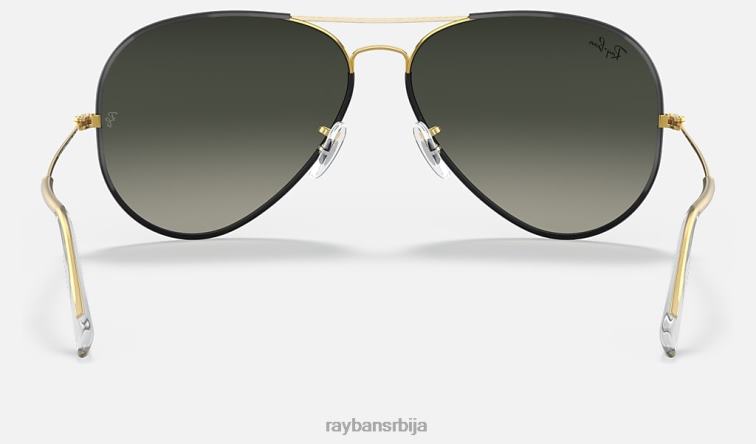 Ray-Ban авиатор легенда у боји P0HP823 наочаре за сунце полирано црно на златно/сиво мушкарци