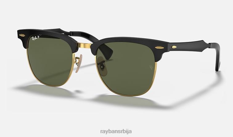 Ray-Ban цлубмастер алуминијум P0HP829 наочаре за сунце полирано црно на златно/зелено мушкарци