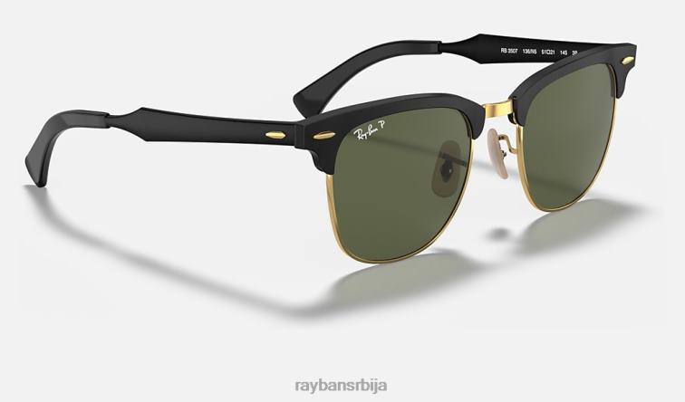 Ray-Ban цлубмастер алуминијум P0HP829 наочаре за сунце полирано црно на златно/зелено мушкарци