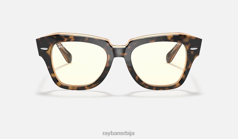 Ray-Ban државна улица плаво светло јасно еволуирати P0HP832 наочаре за сунце углачана хавана на провидној браон/сивој боји мушкарци