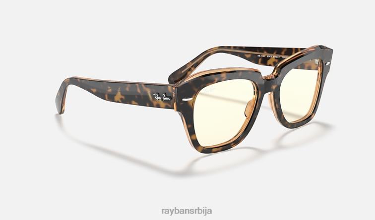 Ray-Ban државна улица плаво светло јасно еволуирати P0HP832 наочаре за сунце углачана хавана на провидној браон/сивој боји мушкарци