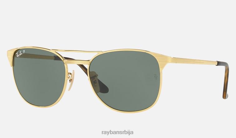 Ray-Ban печат P0HP833 наочаре за сунце полирано златно/зелено мушкарци