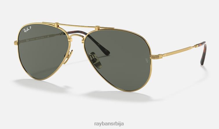 Ray-Ban авиатор титаниум P0HP876 наочаре за сунце мат златно/зелена мушкарци