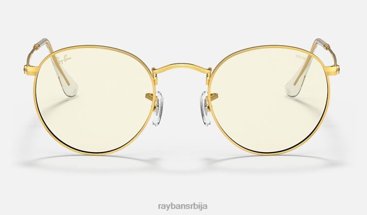 Ray-Ban округло плаво-светло јасно еволуирати P0HP880 наочаре за сунце полирано златно/сиво мушкарци