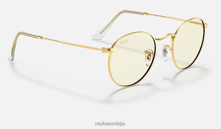 Ray-Ban округло плаво-светло јасно еволуирати P0HP880 наочаре за сунце полирано златно/сиво мушкарци