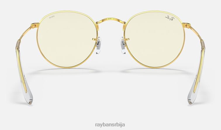 Ray-Ban округло плаво-светло јасно еволуирати P0HP880 наочаре за сунце полирано златно/сиво мушкарци