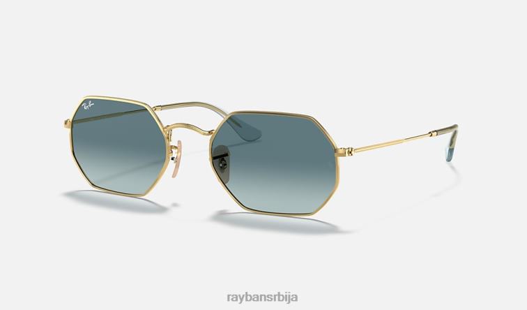 Ray-Ban осмоугаони класик P0HP881 наочаре за сунце полирано златно/плаво мушкарци