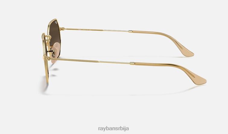Ray-Ban осмоугаони класик P0HP882 наочаре за сунце полирано злато/браон мушкарци