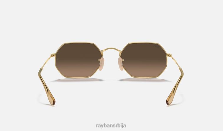 Ray-Ban осмоугаони класик P0HP882 наочаре за сунце полирано злато/браон мушкарци
