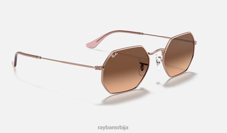 Ray-Ban осмоугаони класик P0HP883 наочаре за сунце полирани бакар/браон мушкарци