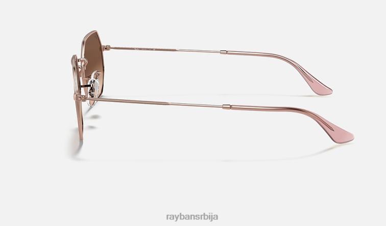 Ray-Ban осмоугаони класик P0HP883 наочаре за сунце полирани бакар/браон мушкарци
