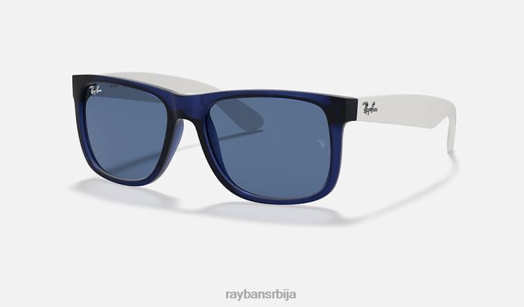 Ray-Ban Јустин мик боја P0HP89 наочаре за сунце мат транспарентно плава/тамно плава мушкарци