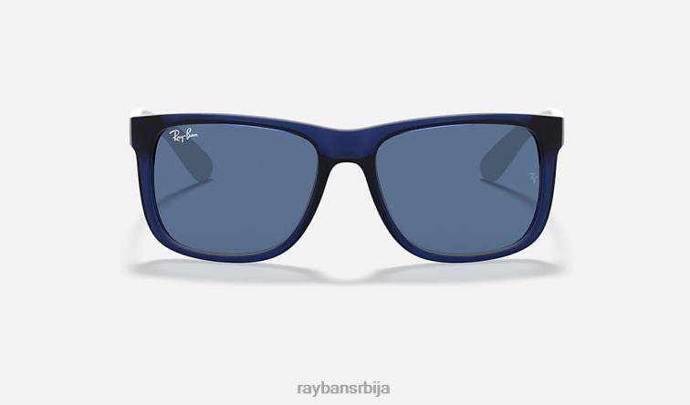 Ray-Ban Јустин мик боја P0HP89 наочаре за сунце мат транспарентно плава/тамно плава мушкарци