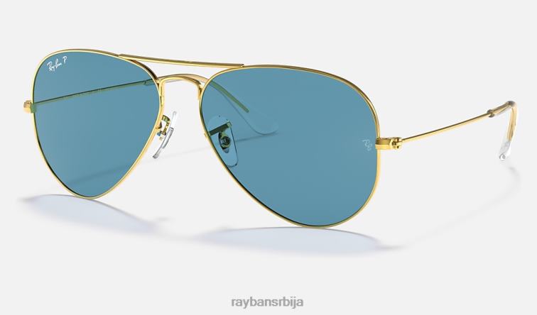 Ray-Ban авиатор цлассиц P0HP9 наочаре за сунце полирано златно/плаво мушкарци