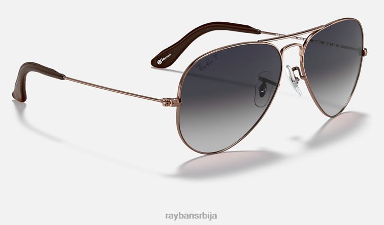 Ray-Ban колекција авијатичара P0HP907 наочаре за сунце полирани бакар/плаво/сиво мушкарци