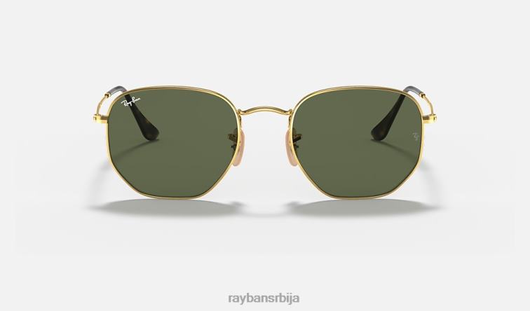 Ray-Ban хексагонална равна сочива P0HP91 наочаре за сунце полирано златно/зелено мушкарци