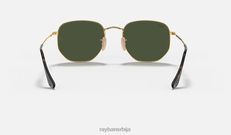 Ray-Ban хексагонална равна сочива P0HP91 наочаре за сунце полирано златно/зелено мушкарци