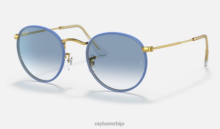 Ray-Ban округла метална легенда у пуној боји P0HP921 наочаре за сунце полирана светлоплава/светлоплава мушкарци