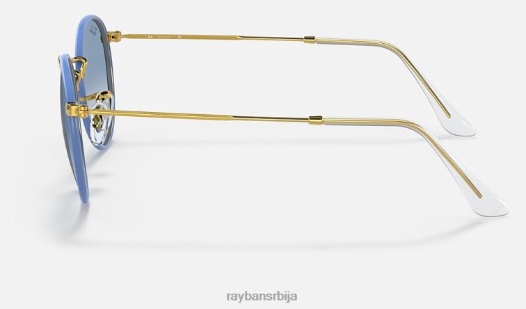 Ray-Ban округла метална легенда у пуној боји P0HP921 наочаре за сунце полирана светлоплава/светлоплава мушкарци