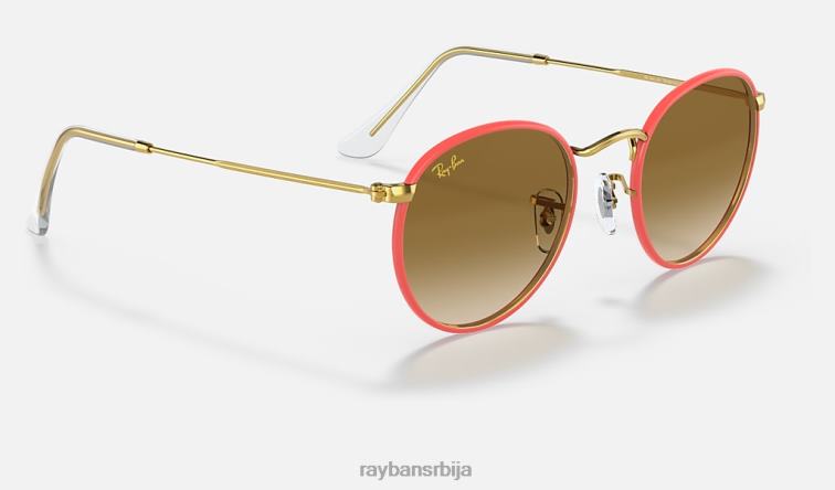 Ray-Ban округла метална легенда у пуној боји P0HP922 наочаре за сунце полирано црвено/светло браон мушкарци