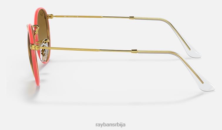 Ray-Ban округла метална легенда у пуној боји P0HP922 наочаре за сунце полирано црвено/светло браон мушкарци
