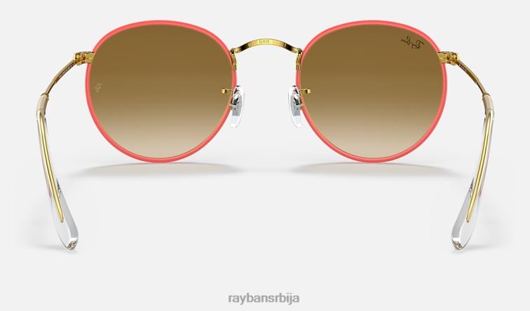 Ray-Ban округла метална легенда у пуној боји P0HP922 наочаре за сунце полирано црвено/светло браон мушкарци