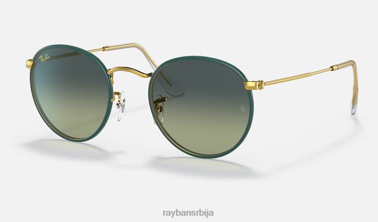 Ray-Ban округла метална легенда у пуној боји P0HP925 наочаре за сунце полирана зелена/зелена/плава мушкарци