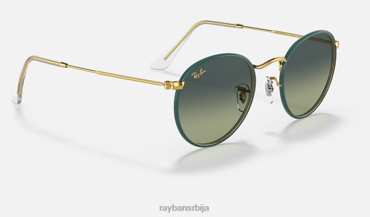 Ray-Ban округла метална легенда у пуној боји P0HP925 наочаре за сунце полирана зелена/зелена/плава мушкарци