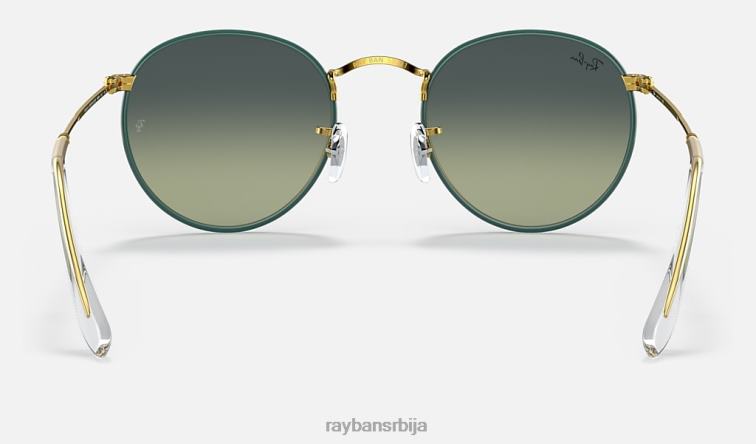 Ray-Ban округла метална легенда у пуној боји P0HP925 наочаре за сунце полирана зелена/зелена/плава мушкарци