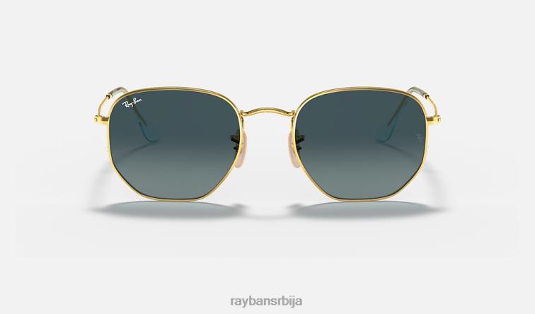 Ray-Ban хексагонална равна сочива P0HP92 наочаре за сунце полирано златно/плаво мушкарци