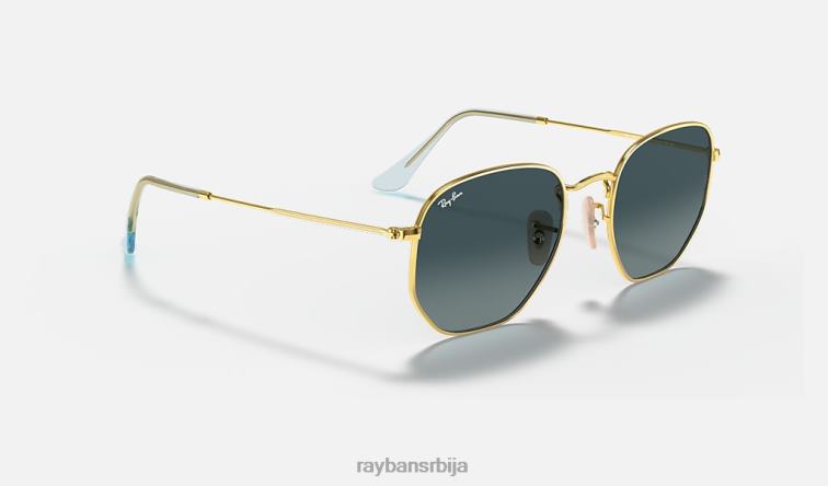Ray-Ban хексагонална равна сочива P0HP92 наочаре за сунце полирано златно/плаво мушкарци