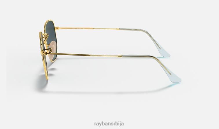 Ray-Ban хексагонална равна сочива P0HP92 наочаре за сунце полирано златно/плаво мушкарци