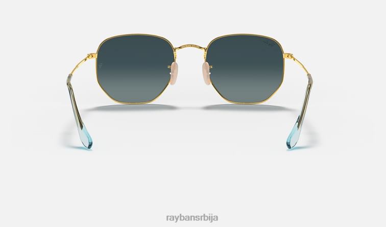 Ray-Ban хексагонална равна сочива P0HP92 наочаре за сунце полирано златно/плаво мушкарци