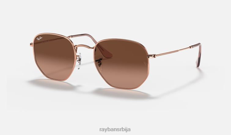 Ray-Ban хексагонална равна сочива P0HP93 наочаре за сунце полирани бакар/браон мушкарци