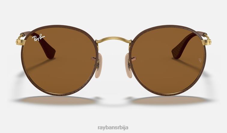 Ray-Ban округли занат P0HP936 наочаре за сунце полирано браон/браон мушкарци