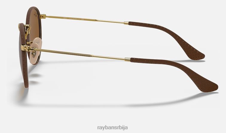 Ray-Ban округли занат P0HP936 наочаре за сунце полирано браон/браон мушкарци