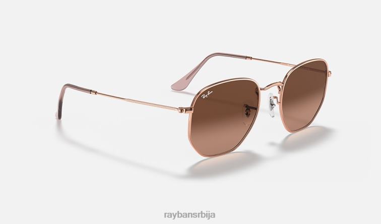 Ray-Ban хексагонална равна сочива P0HP93 наочаре за сунце полирани бакар/браон мушкарци