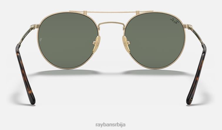 Ray-Ban округли двоструки мост од титанијума P0HP944 наочаре за сунце мат златно/зелена мушкарци