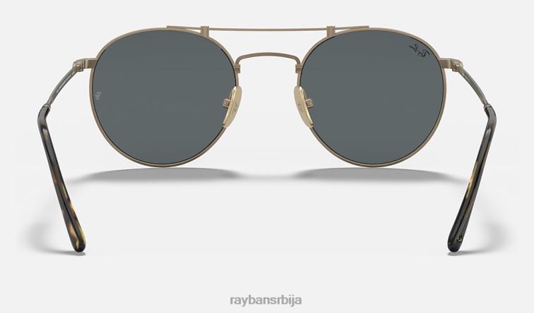 Ray-Ban округли двоструки мост од титанијума P0HP945 наочаре за сунце мат антикно злато/сива мушкарци