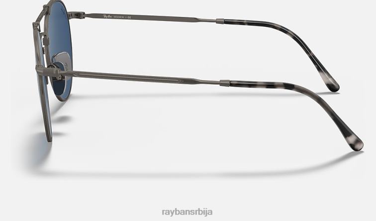 Ray-Ban округли двоструки мост од титанијума P0HP946 наочаре за сунце мат сива/плава мушкарци