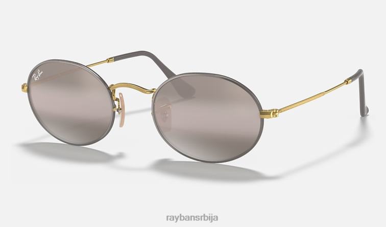 Ray-Ban овални P0HP949 наочаре за сунце мат сива/сива мушкарци