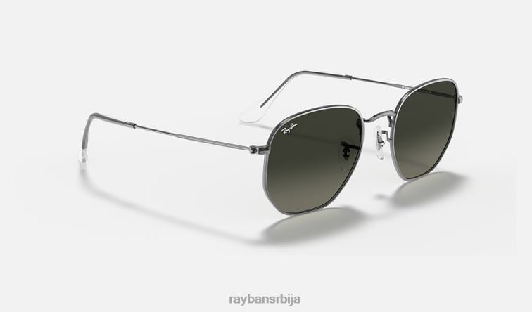 Ray-Ban хексагонална равна сочива P0HP94 наочаре за сунце углачан гунметал/сива мушкарци